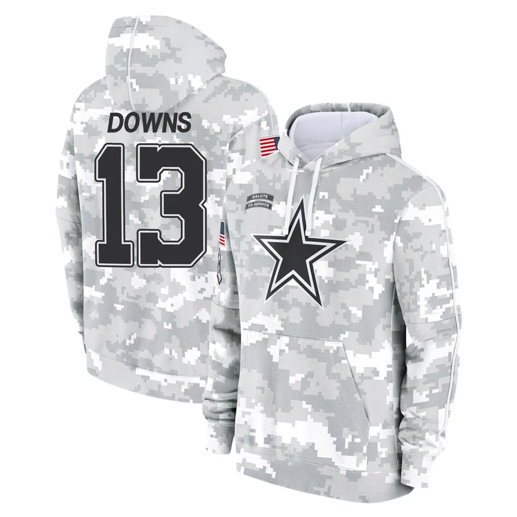 Odoa D.Cowboys #13 Caleb Downs Player Arctic Camo Salute to Service Hoodies Limited Game Stitched Jerseys