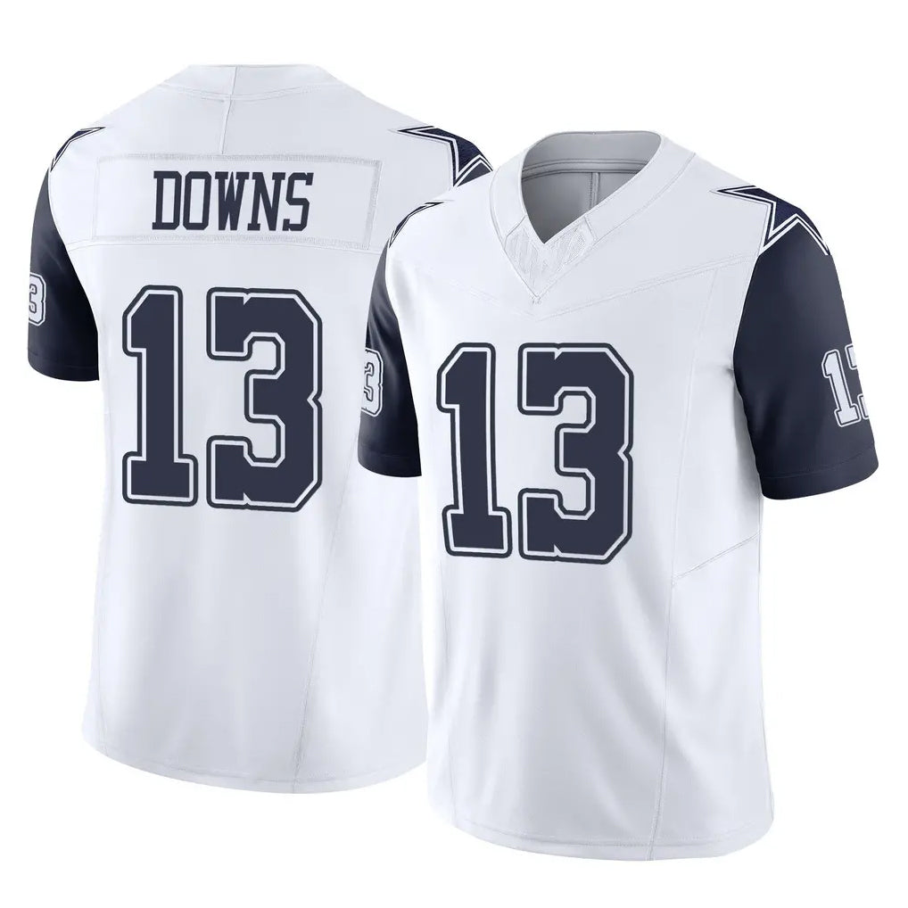 Odoa D.Cowboys #13 Caleb Downs Player White-Navy Limited Vapor F.U.S.E. Home Game Stitched Jerseys