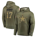 Odoa D.Cowboys #17 Brandon Aubrey Player Olive Salute to Service Pullover Hoodies Home Game Stitched Jerseys