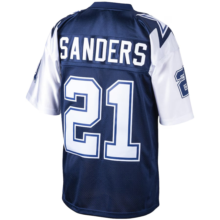 Odoa D.Cowboys #21 Deion Sanders Mitchell & Ness Navy Big & Tall 1995 Retired Player Replica Stitched Jerseys
