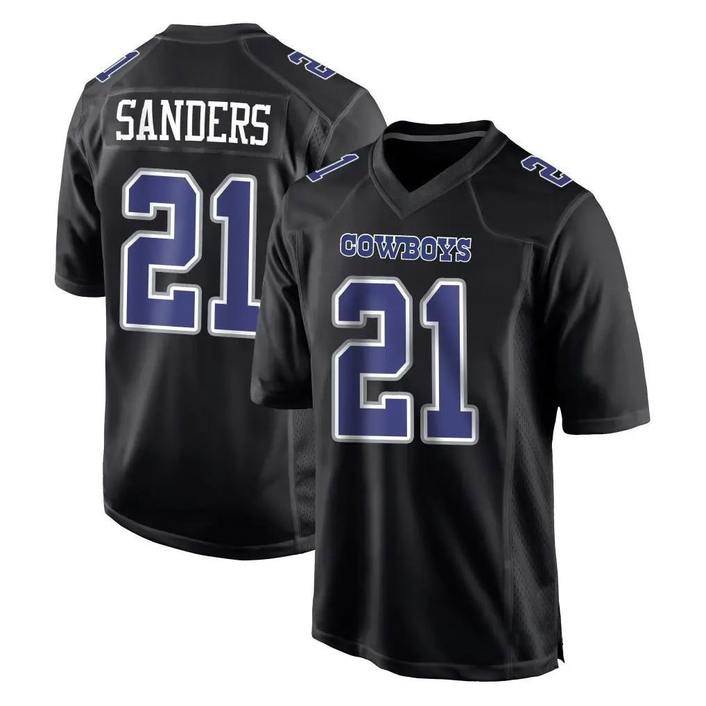 Odoa D.Cowboys #21 Deion Sanders Player Navy Carbon Black Fashion Stitched Jerseys