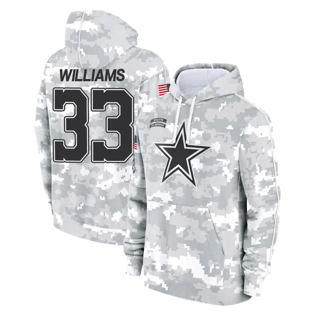 Odoa D.Cowboys #33 Javonte Williams Player Arctic Camo Salute to Service Hoodies Limited Game Stitched Jerseys