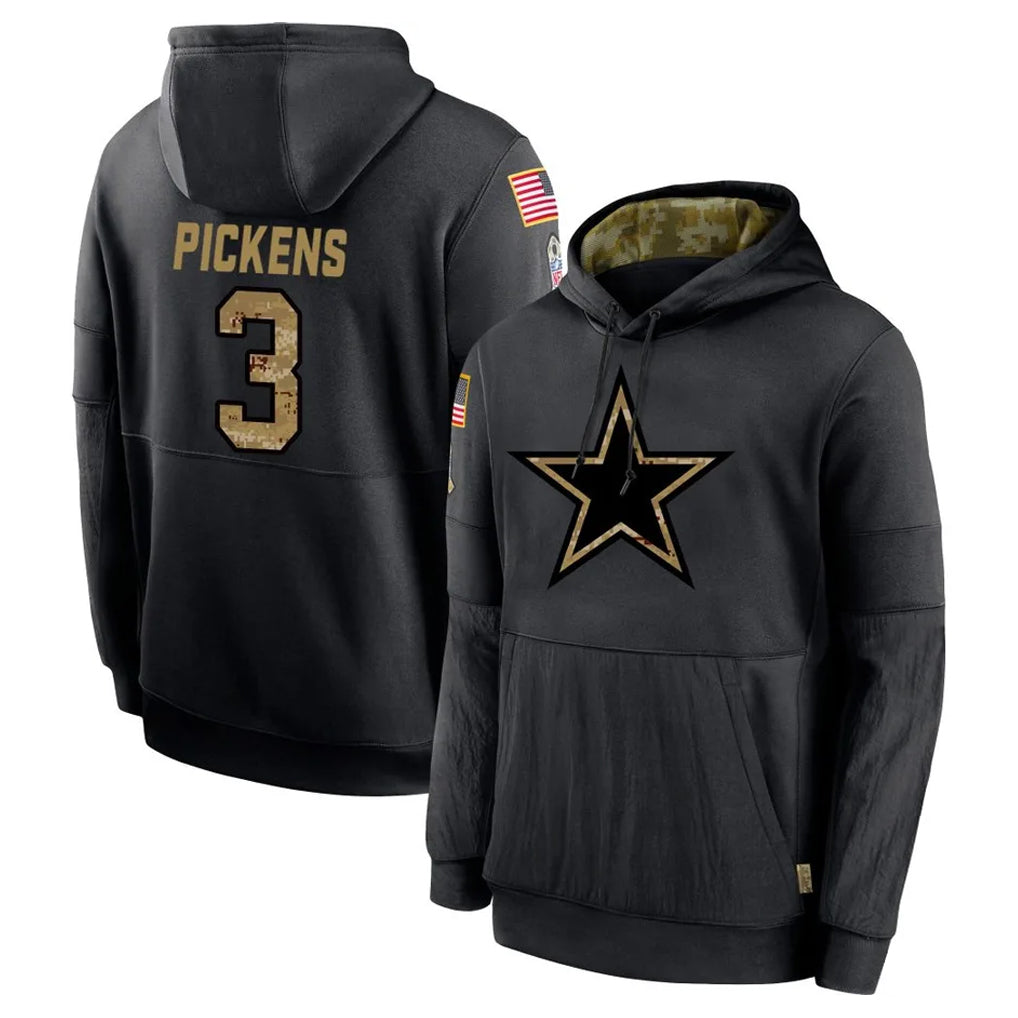 Odoa D.Cowboys #3 George Pickens Player Black Salute to Service Pullover Hoodies Limited Stitched Jerseys