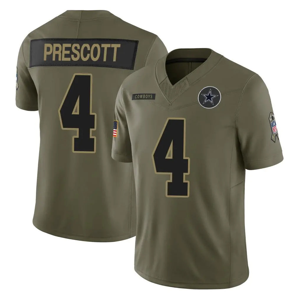 Odoa D.Cowboys #4 Dak Prescott Player Olive 2025 Salute to Service Limited Home Game Stitched Jerseys