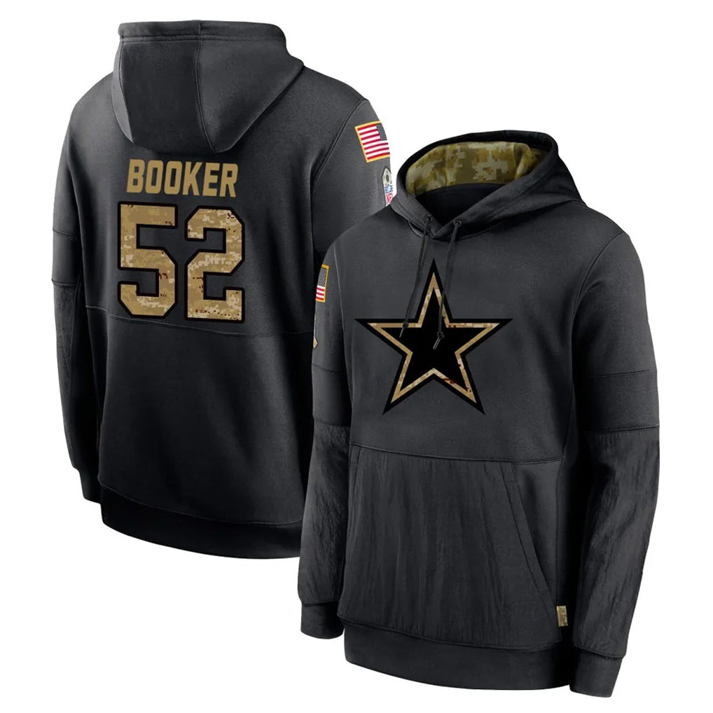 Odoa D.Cowboys #52 Tyler Booker Player Black Salute to Service Pullover Hoodies Limited Stitched Jerseys