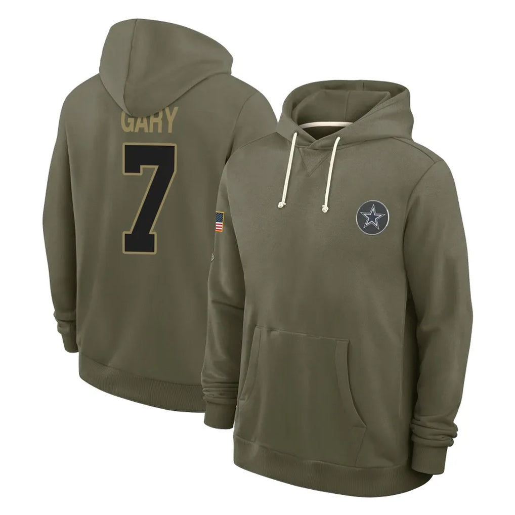 Odoa D.Cowboys #7 Rashan Gary Player Olive Salute to Service Pullover Hoodies Limited Stitched Jerseys