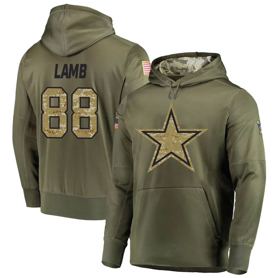 Odoa D.Cowboys #88 CeeDee Lamb Player Salute to Service Pullover Hoodie Game Stitched Jerseys