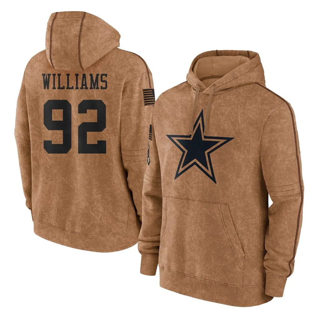 Odoa D.Cowboys #92 Quinnen Williams Player Brown Salute to Service Hoodies Limited Game Stitched Jerseys