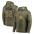 Odoa D.Cowboys #92 Quinnen Williams Player Olive Salute to Service Pullover Hoodies Home Game Stitched Jerseys