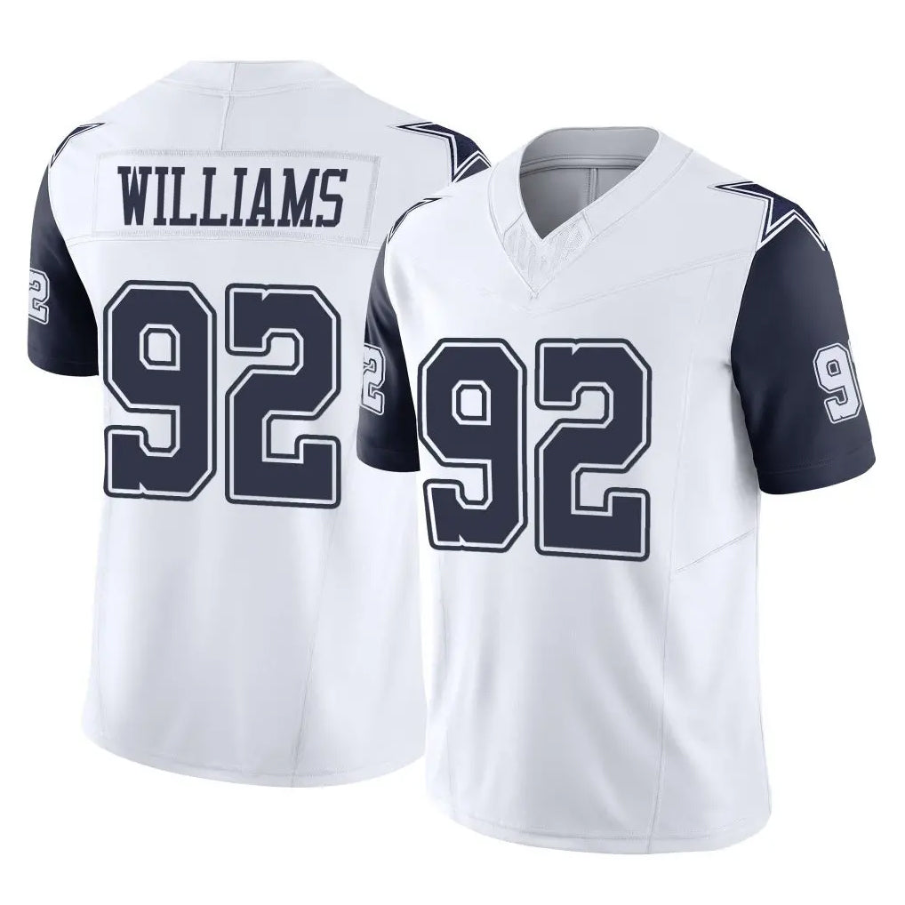 Odoa D.Cowboys #92 Quinnen Williams Player White-Navy Limited Vapor F.U.S.E. Home Game Stitched Jerseys