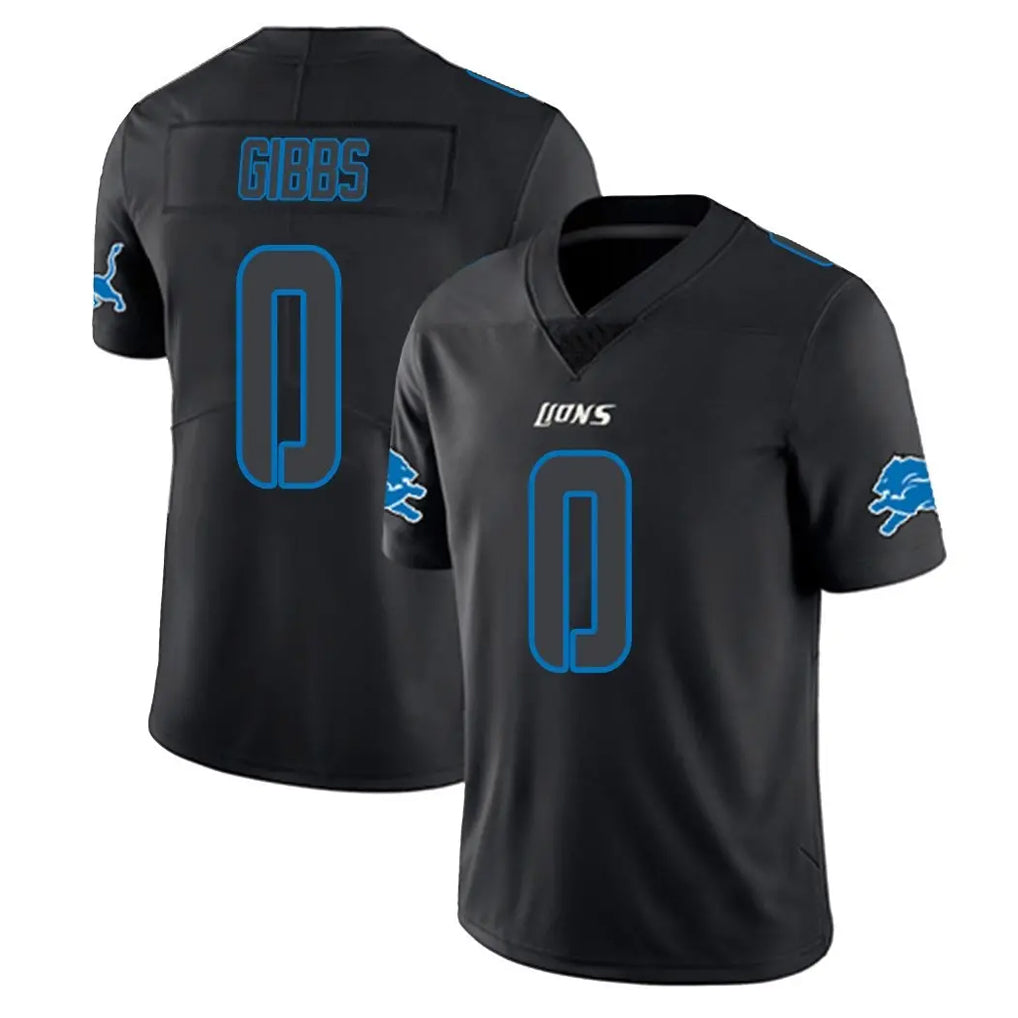 Odoa D.Lions #0 Jahmyr Gibbs Player Black Impact Limited Home Game Stitched Jerseys