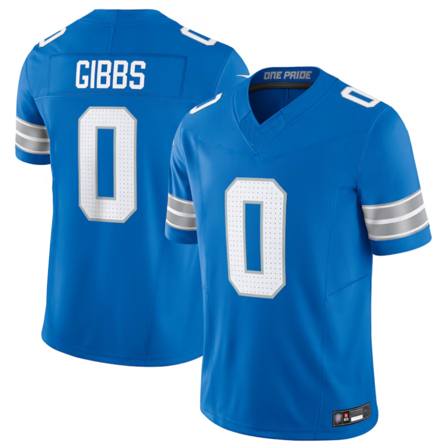 Odoa D.Lions #0 Jahmyr Gibbs Player Blue Vapor F.U.S.E. Limited Replica Stitched Jerseys