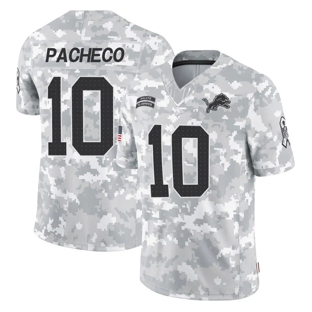 Odoa D.Lions #10 Isiah Pacheco Player Arctic Camo Salute To Service Limited Stitched Jerseys