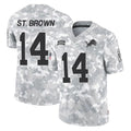 Odoa D.Lions #14 Amon-Ra St. Brown Player Arctic Camo Salute To Service Limited Stitched Jerseys