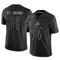 Odoa D.Lions #14 Amon-Ra St. Brown Player Black REFLECTIVE Limited Stitched Jerseys