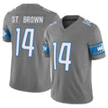 Odoa D.Lions #14 Amon-Ra St. Brown Player Gray Vapor F.U.S.E. Limited Home Game Stitched Jerseys