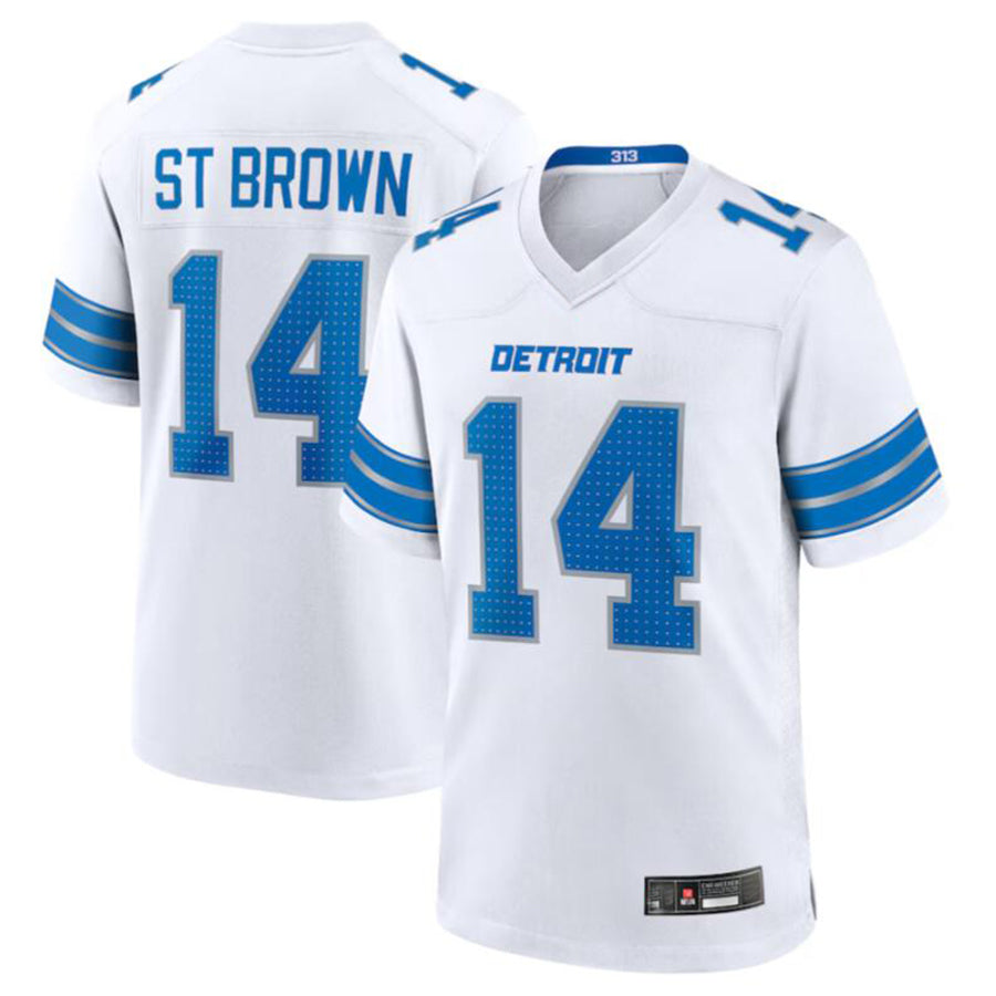 Odoa D.Lions #14 Amon-Ra St. Brown White Game Jersey American Stitched Jerseys
