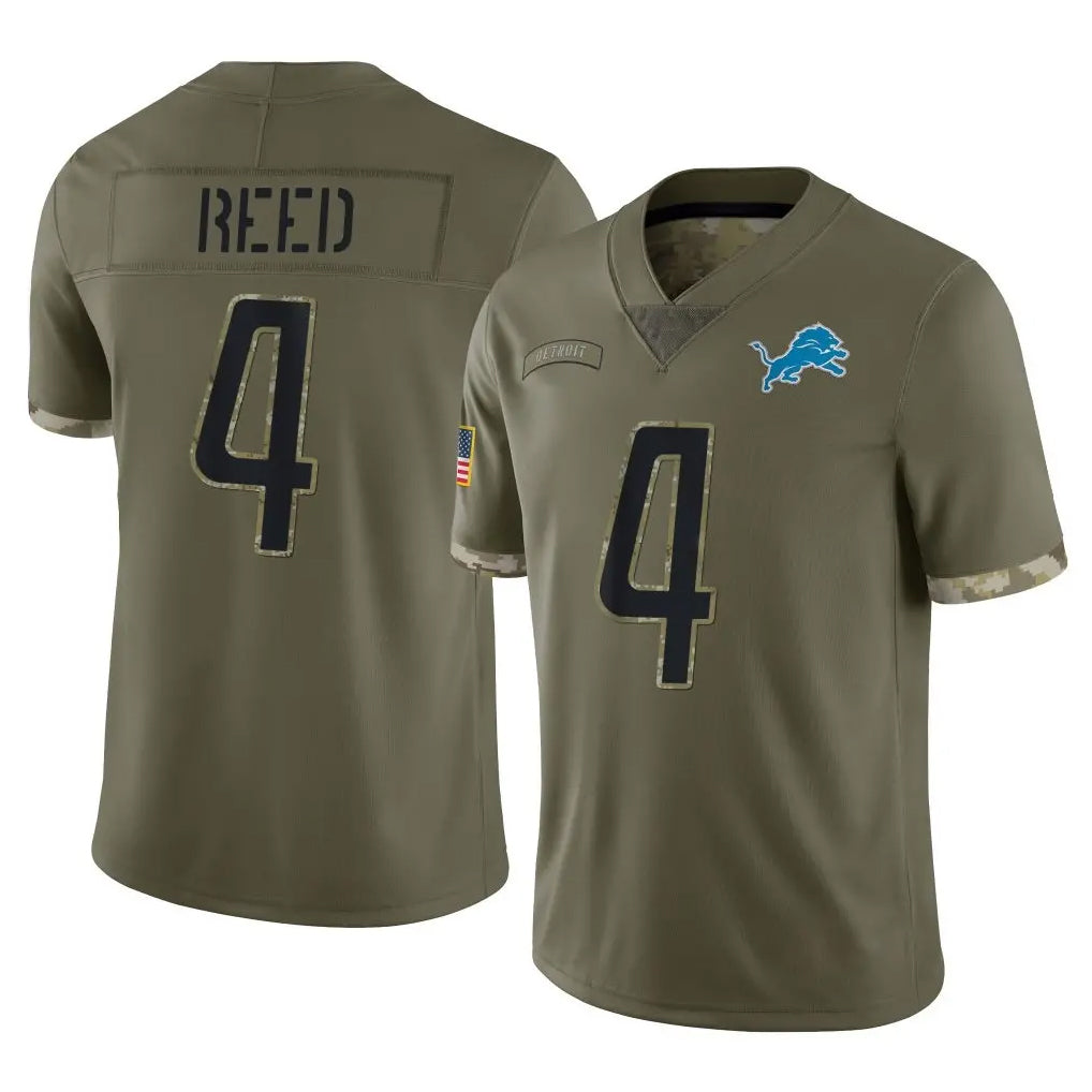 Odoa D.Lions #4 D.J. Reed Player Olive Salute To Service Limited Stitched Jerseys