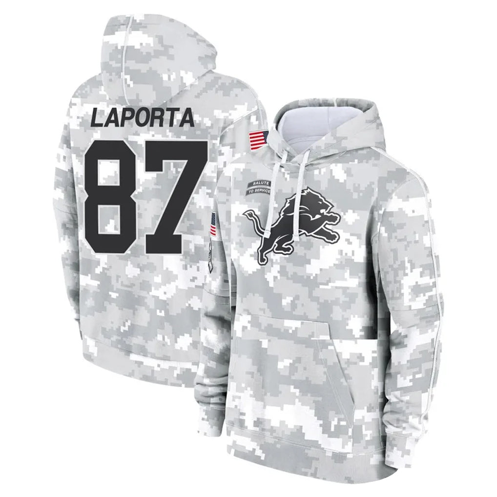 Odoa D.Lions #87 Sam LaPorta Player Arctic Camo Salute to Service Hoodies Limited Game Stitched Jerseys