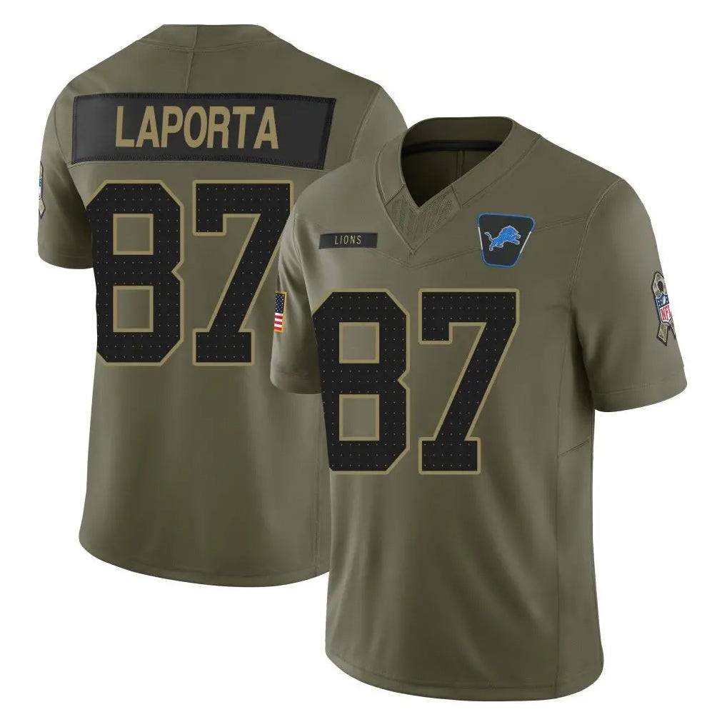 Odoa D.Lions #87 Sam LaPorta Player Olive 2025 Salute To Service Limited Home Game Stitched Jerseys