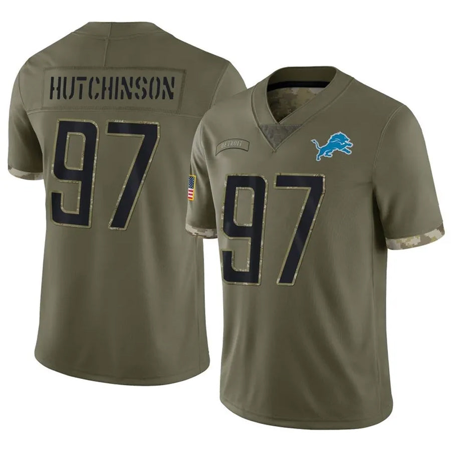 Odoa D.Lions #97 Aidan Hutchinson Player Salute To Service Olive Stitched Jerseys