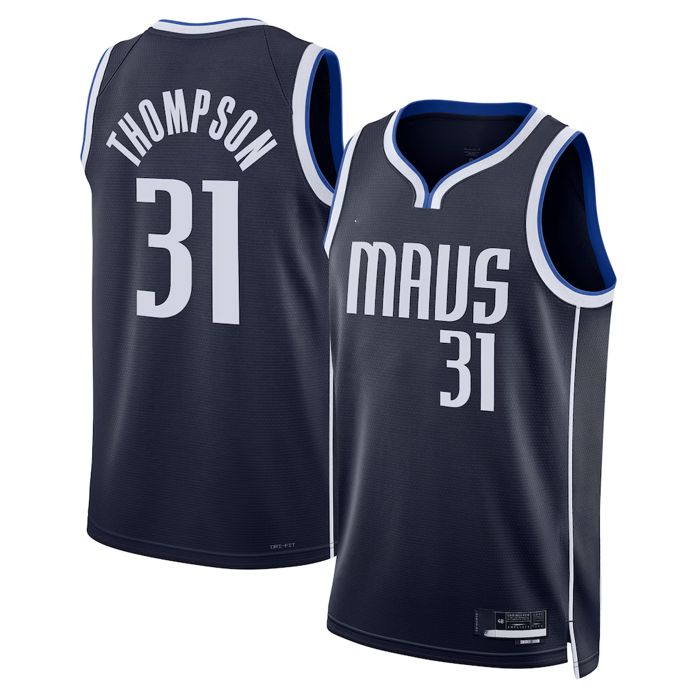 Odoa D.Mavericks #31 Klay Thompson Navy Statement Edition Swingman Stitched Jerseys