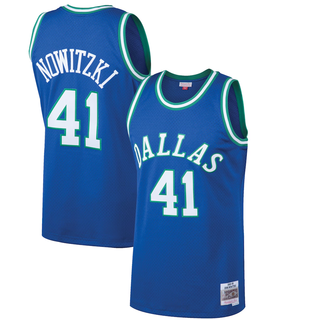 Odoa D.Mavericks #41 Dirk Nowitzki Mitchell & Ness Blue 199899 Hardwood Classics Swingman Jerseys