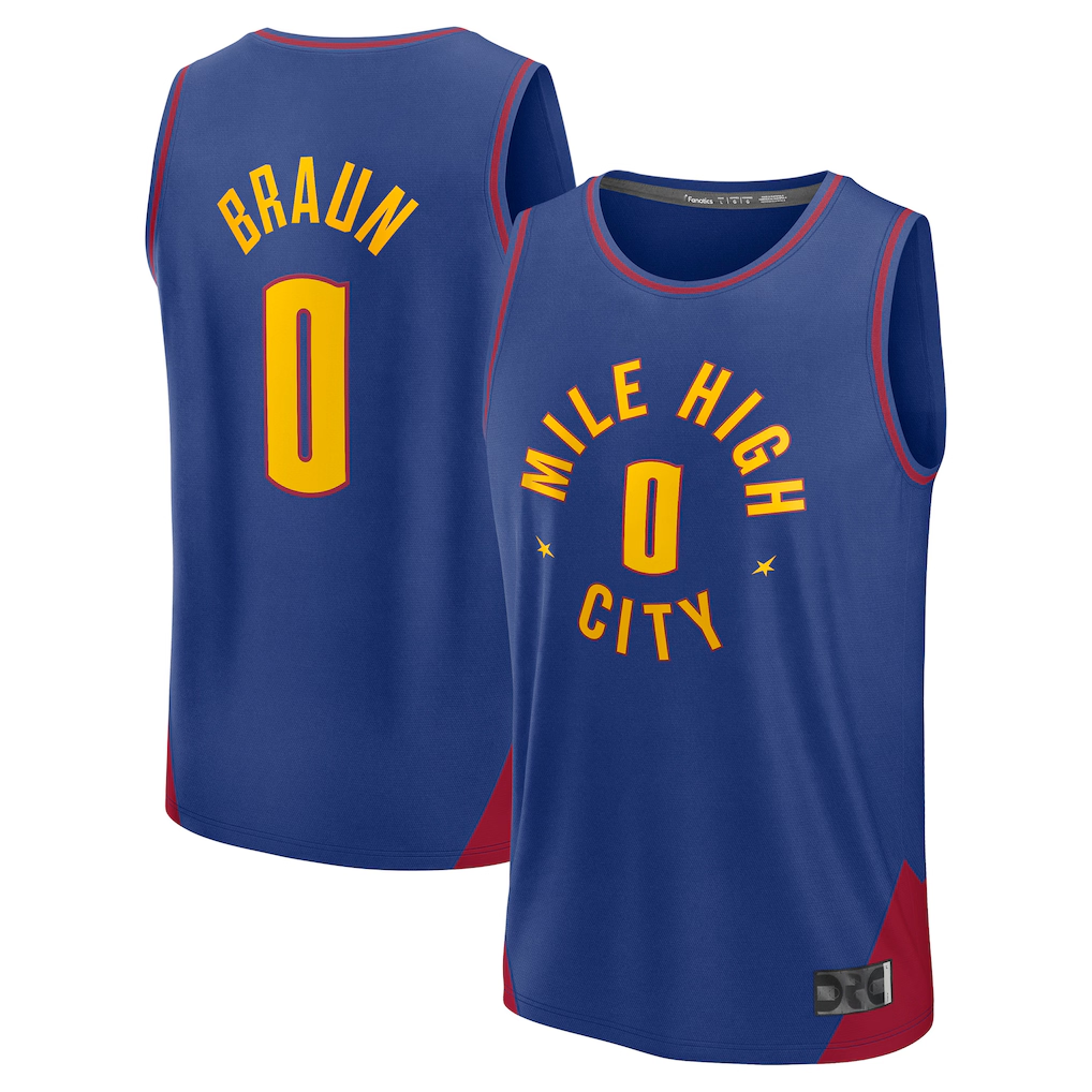 Odoa D.Nuggets #0 Christian Braun Blue Fast Break Replica Player Jerseys - Statement Edition