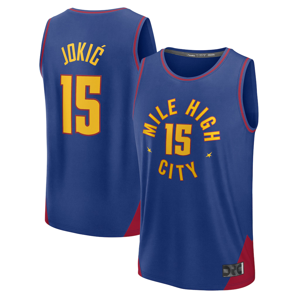 Odoa D.Nuggets #15 Nikola Jokic Blue Fast Break Replica Player Jerseys - Statement Edition