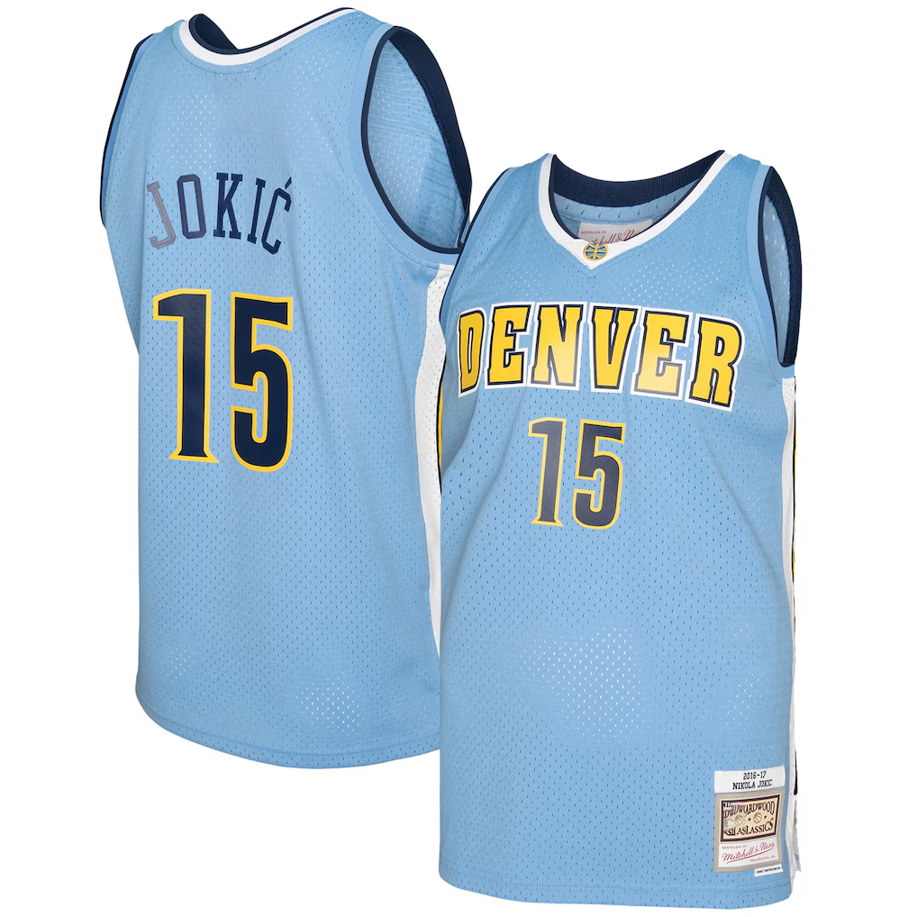 Odoa D.Nuggets #15 Nikola Jokic Mitchell & Ness Light Blue 201617 Swingman Jerseys