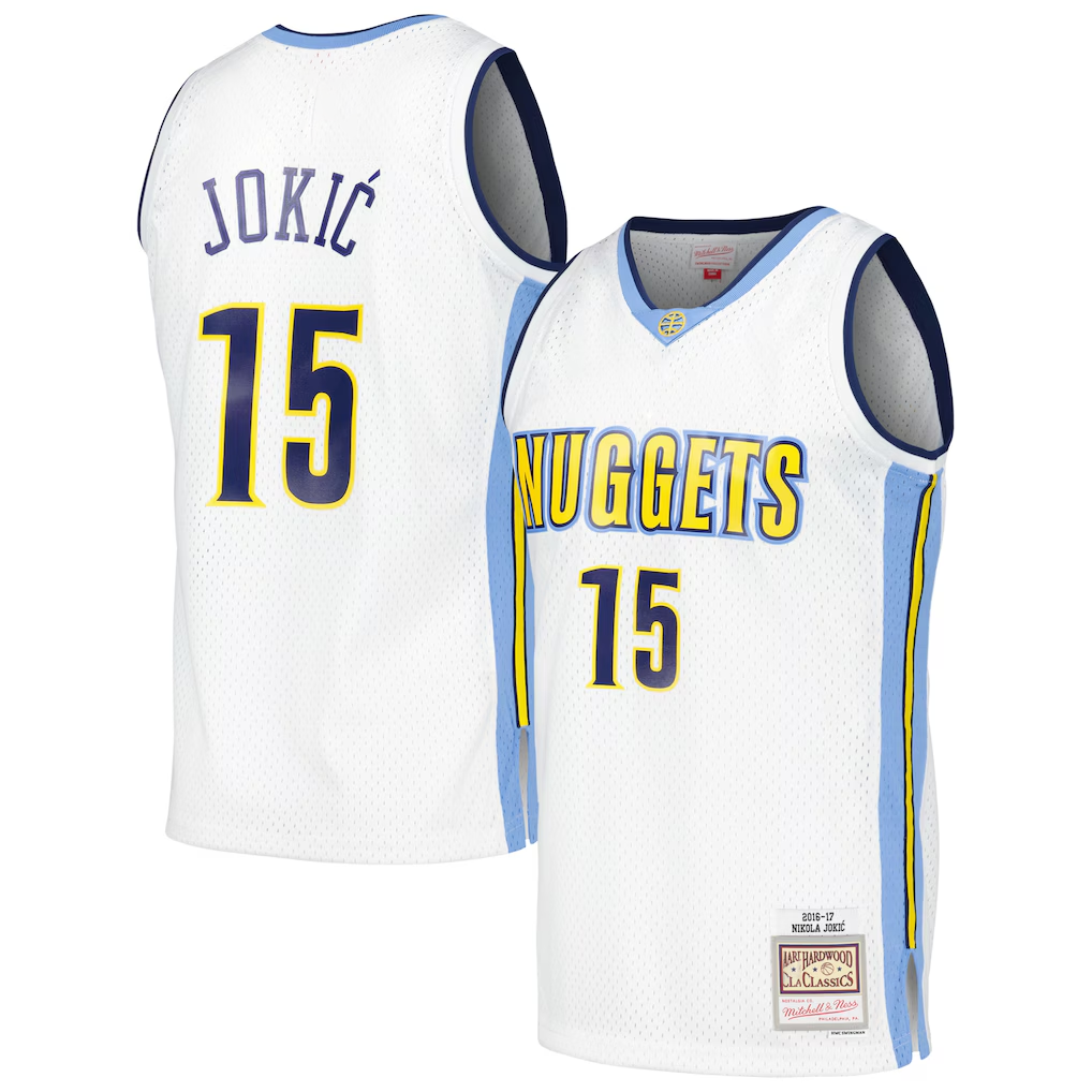 Odoa D.Nuggets #15 Nikola Jokic Mitchell & Ness White 201617 Throwback Swingman Jerseys