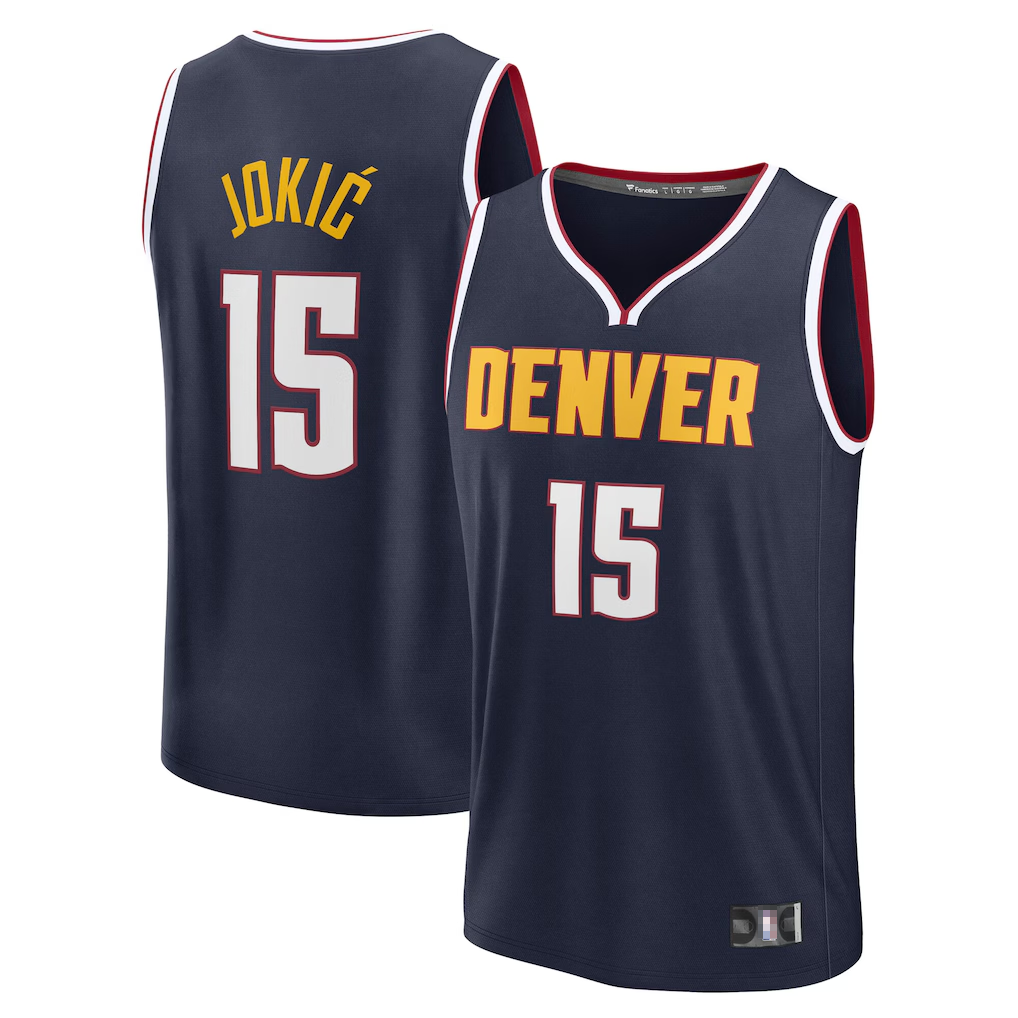 Odoa D.Nuggets #15 Nikola Jokic Navy Fast Break Replica Player Jerseys - Icon Edition