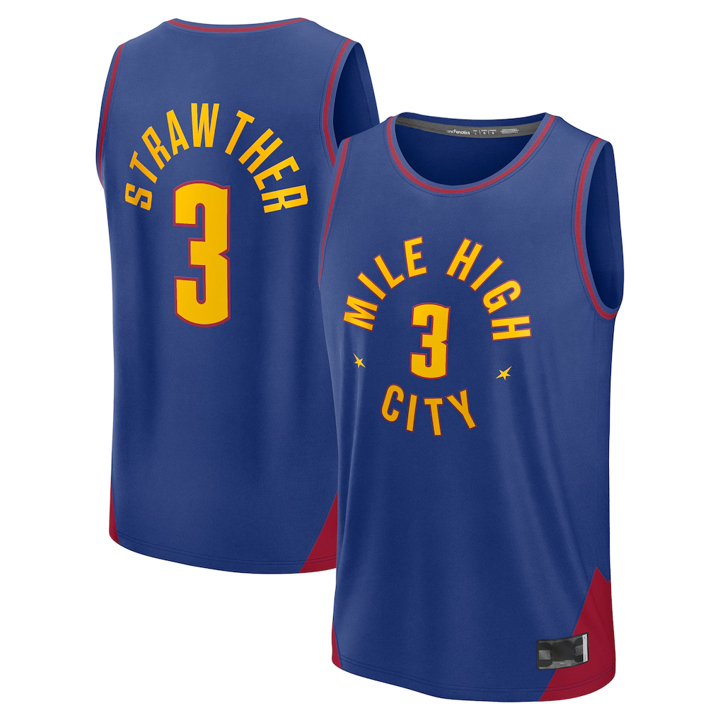 Odoa D.Nuggets #3 Julian Strawther Blue Fast Break Replica Player Jerseys - Statement Edition