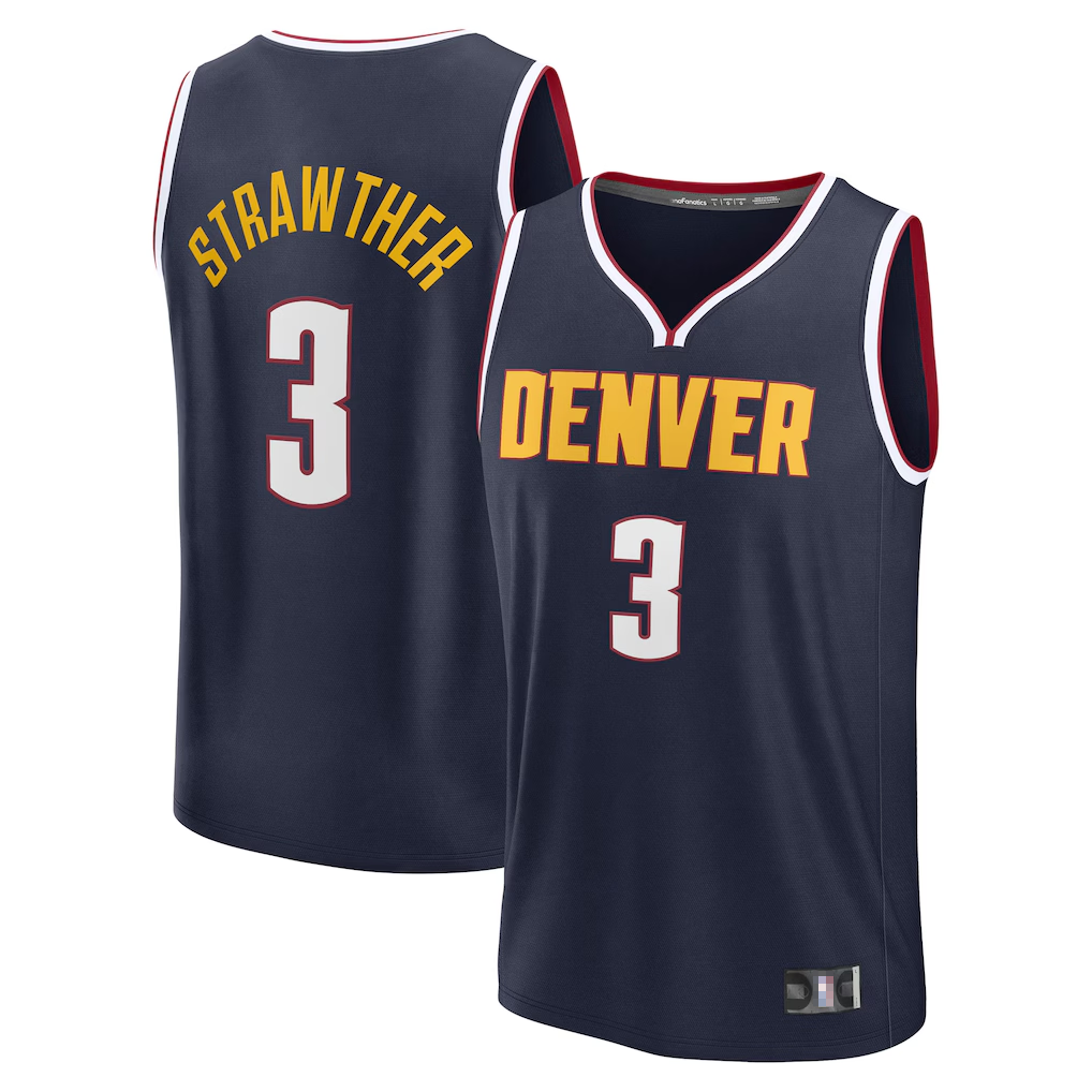 Odoa D.Nuggets #3 Julian Strawther Navy Fast Break Replica Player Jerseys - Icon Edition