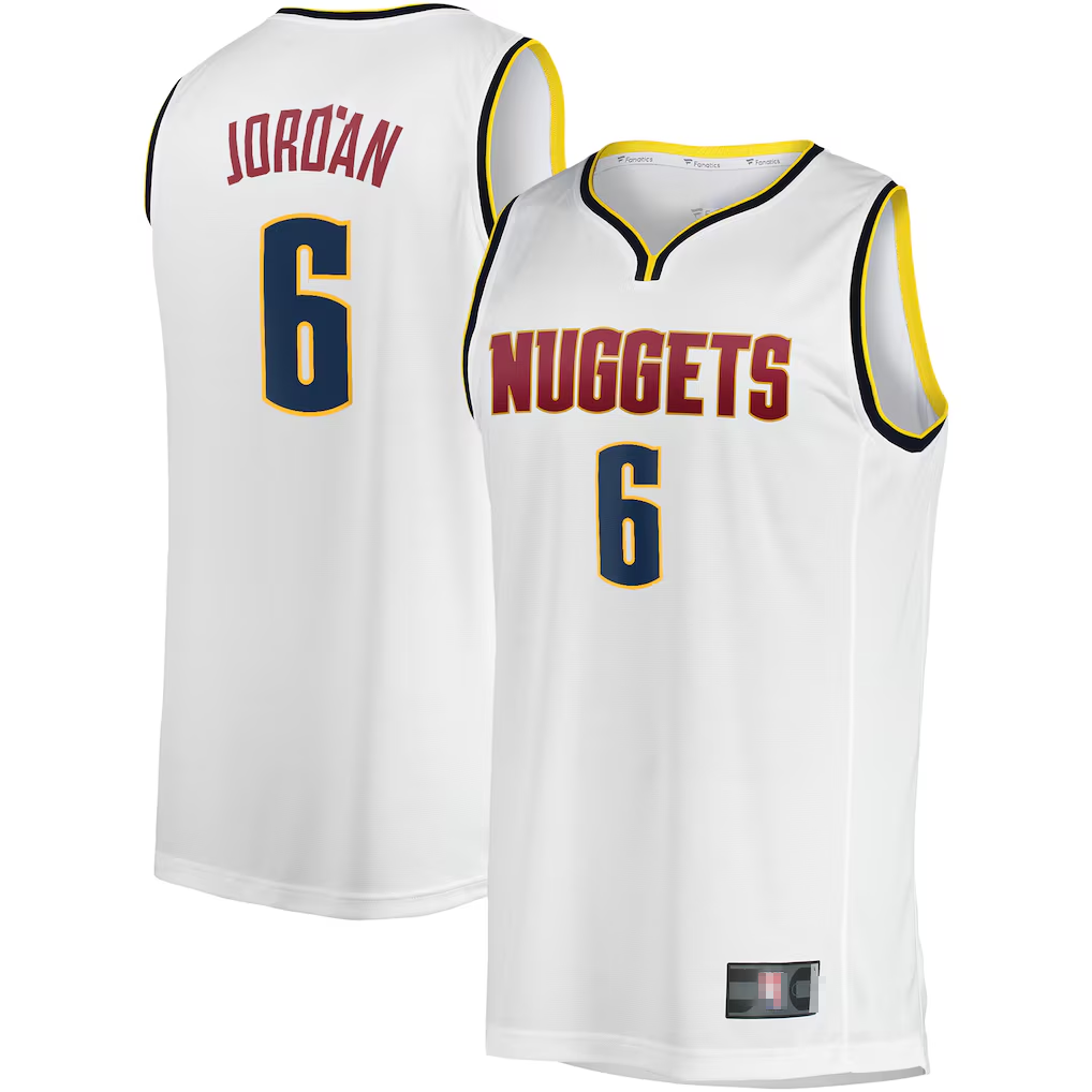 Odoa D.Nuggets #6 DeAndre Jordan White Fast Break Player Jerseys - Association Edition