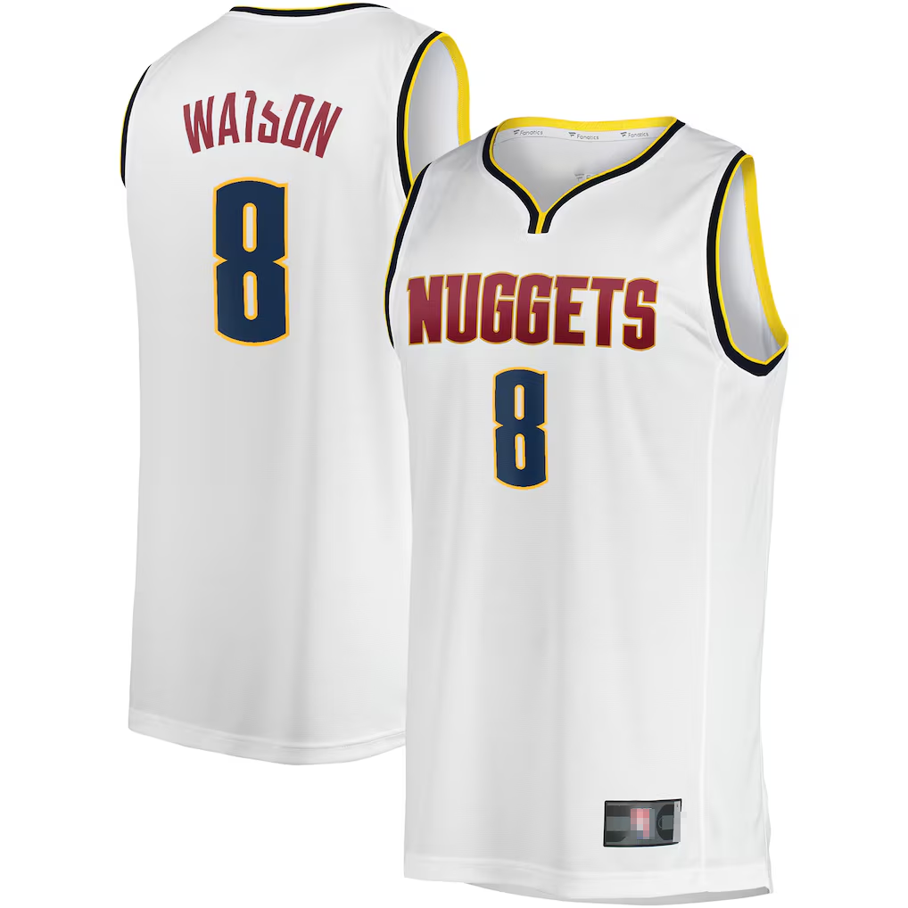 Odoa D.Nuggets #8 Peyton Watson White Fast Break Player Jerseys - Association Edition