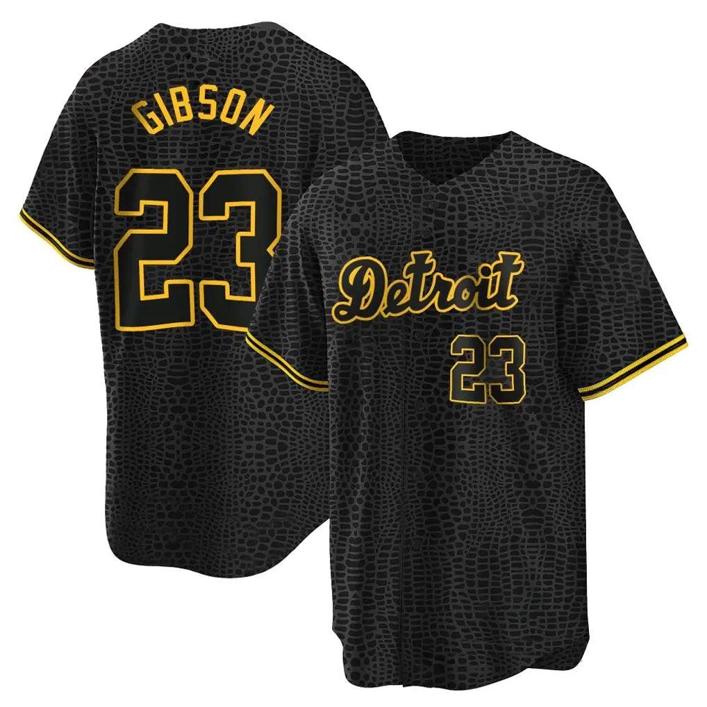 Odoa D.Tigers #23 Kirk Gibson Player Black Snake Skin City Home Game Stitched Jerseys