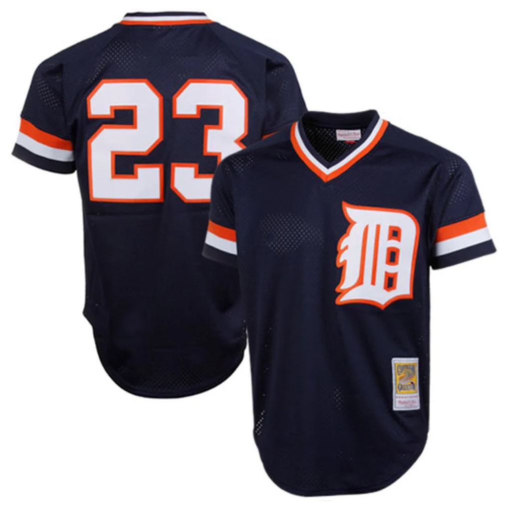 Odoa D.Tigers #23 Kirk Gibson Player Mitchell & Ness Navy 1984 Mesh Batting Practice  T-shirt Stitched Jerseys
