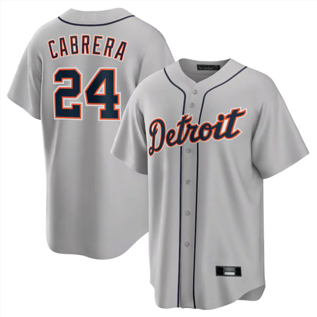 Odoa D.Tigers #24 Miguel Cabrera Player Gray Home Game Stitched Jerseys