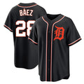 Odoa D.Tigers #28 Javier B¡§¡éez Player Black Fashion Out Home Game Stitched Jerseys