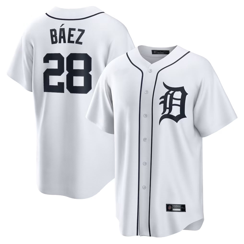 Odoa D.Tigers #28 Javier B¡§¡éez Player White Home Game Stitched Jerseys