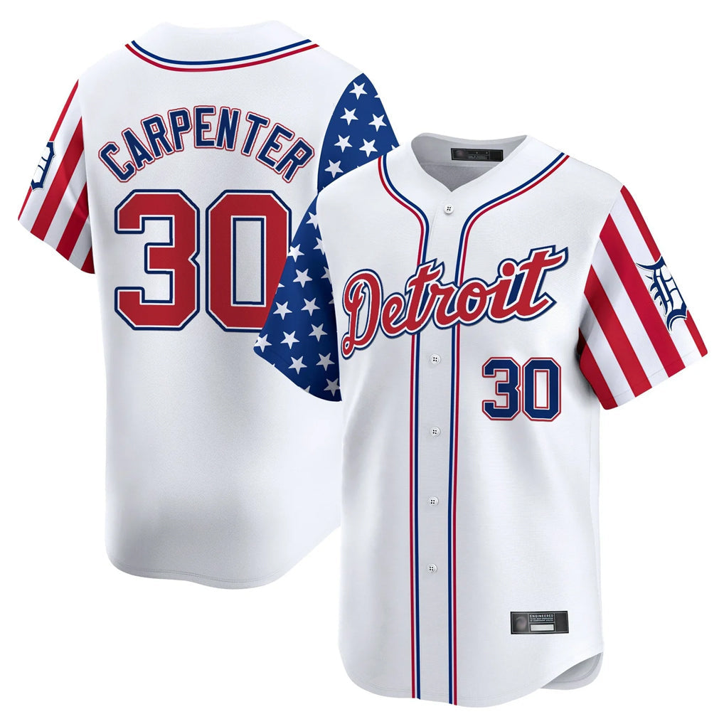 Odoa D.Tigers #30 Kerry Carpenter Player White Independence Day Vapor Premier Limited Stitched Jerseys