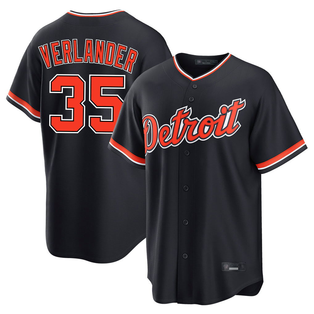 Odoa D.Tigers #35 Justin Verlander Player Navy Home Game Stitched Jerseys