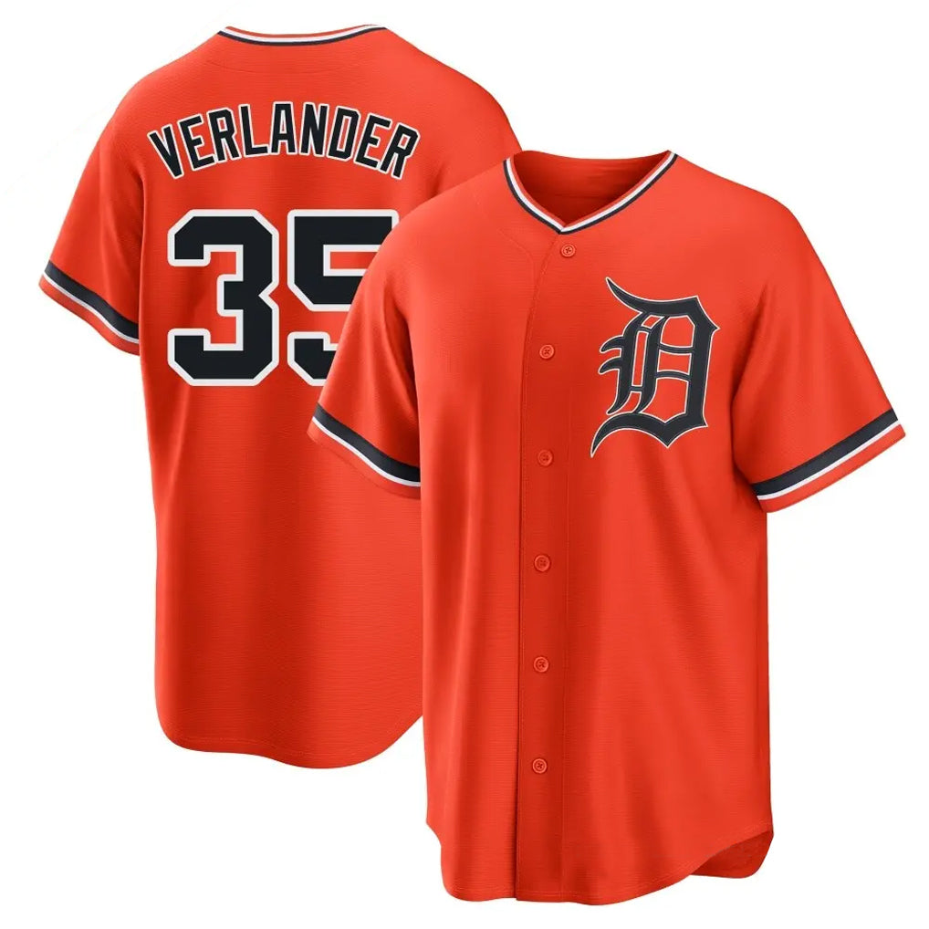 Odoa D.Tigers #35 Justin Verlander Player Orange Home Game Stitched Jerseys