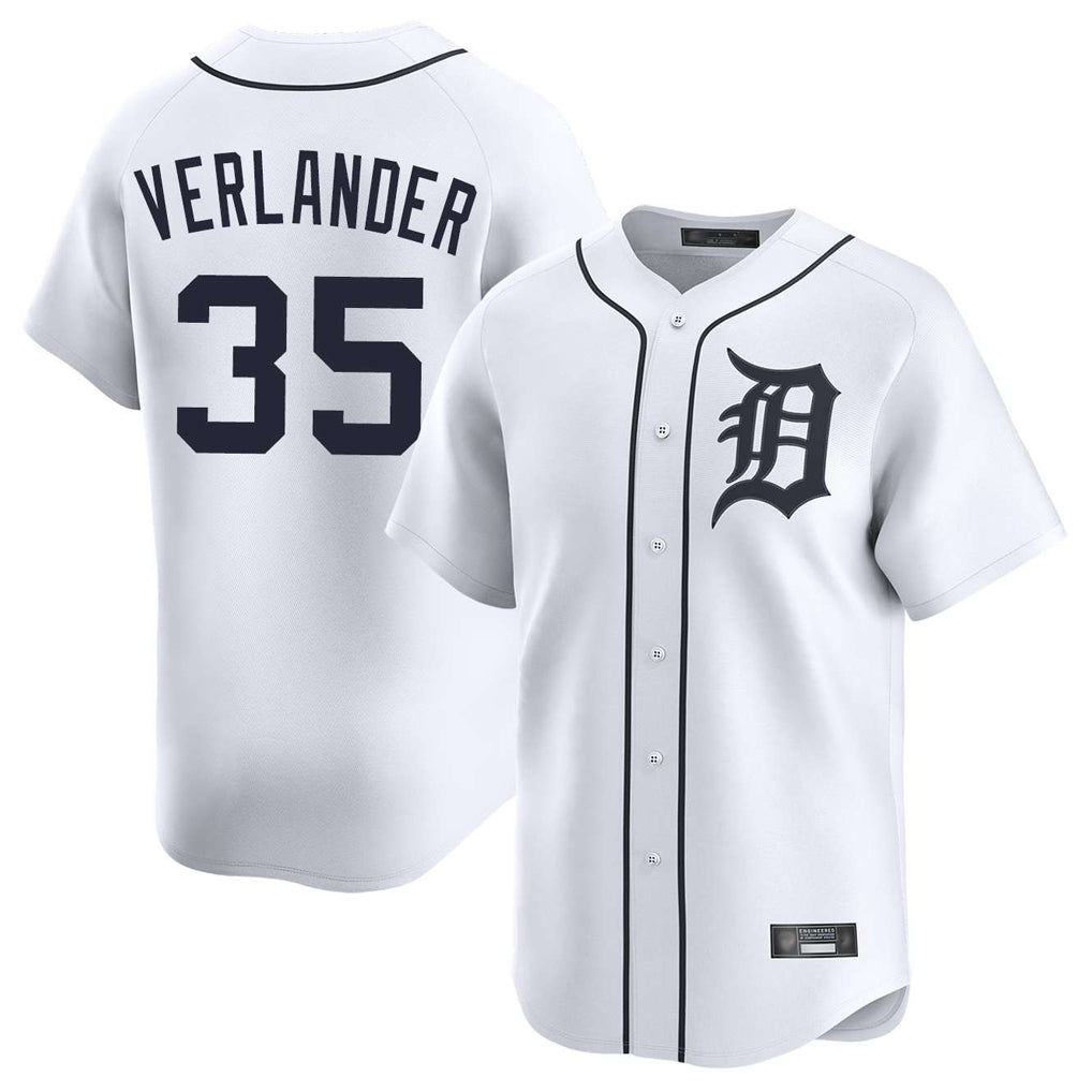 Odoa D.Tigers #35 Justin Verlander Player White Home Limited Stitched Jerseys