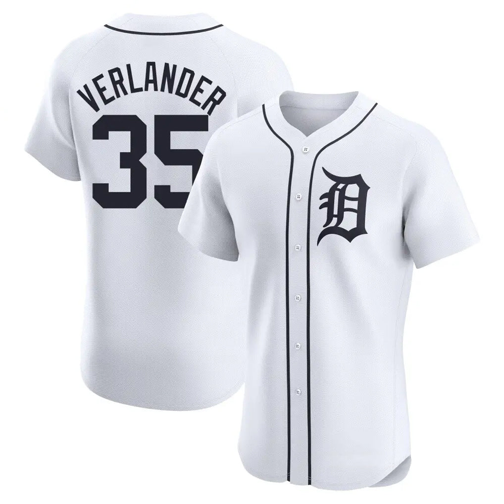 Odoa D.Tigers #35 Justin Verlander Player White Limited Elite Home Stitched Jerseys