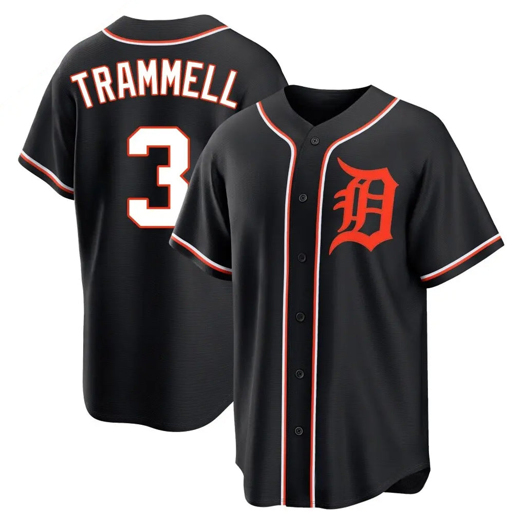 Odoa D.Tigers #3 Alan Trammell Player Black Fashion Out Home Game Stitched Jerseys