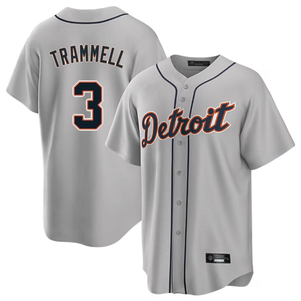 Odoa D.Tigers #3 Alan Trammell Player Gray Home Game Stitched Jerseys