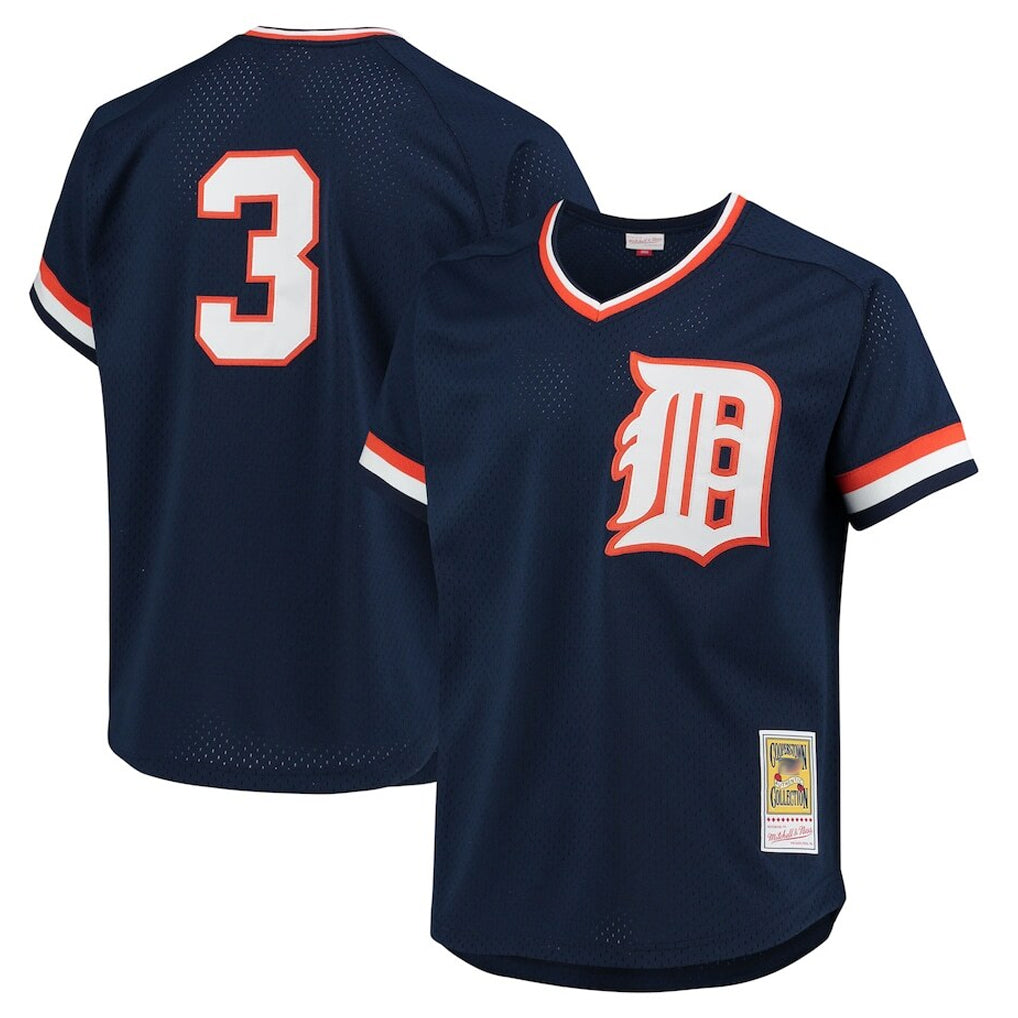 Odoa D.Tigers #3 Alan Trammell Player Mitchell & Ness Navy 1984 Mesh Batting Practice  T-shirt Stitched Jerseys