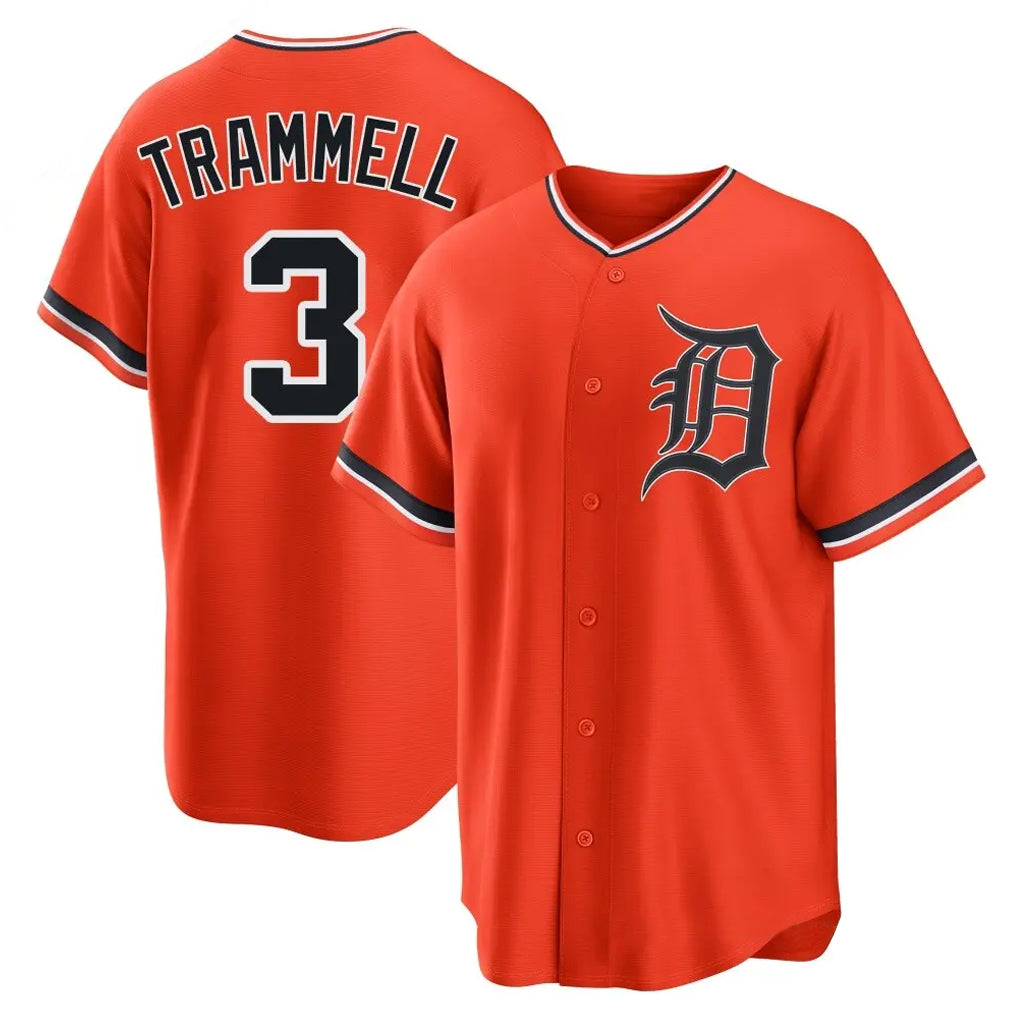 Odoa D.Tigers #3 Alan Trammell Player Orange Home Game Stitched Jerseys
